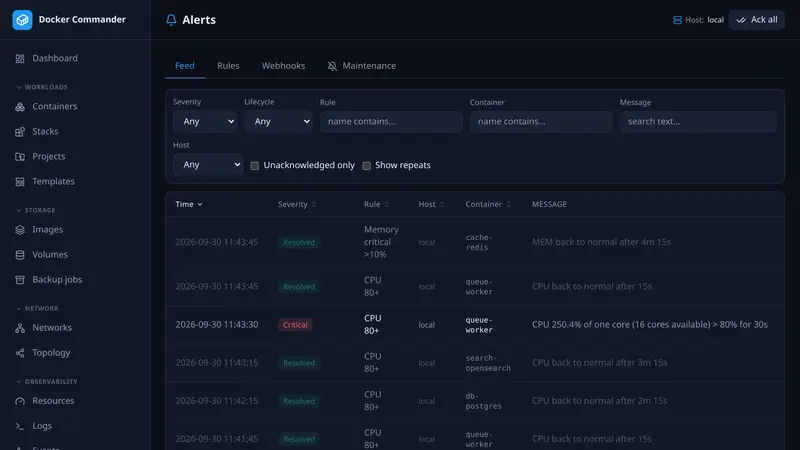 Alert feed