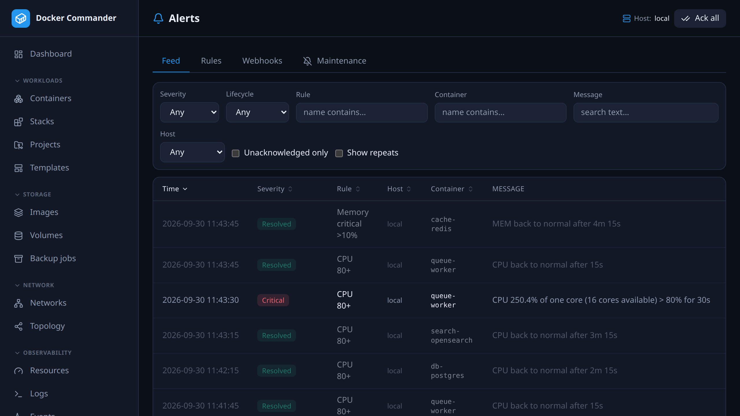 Alert feed