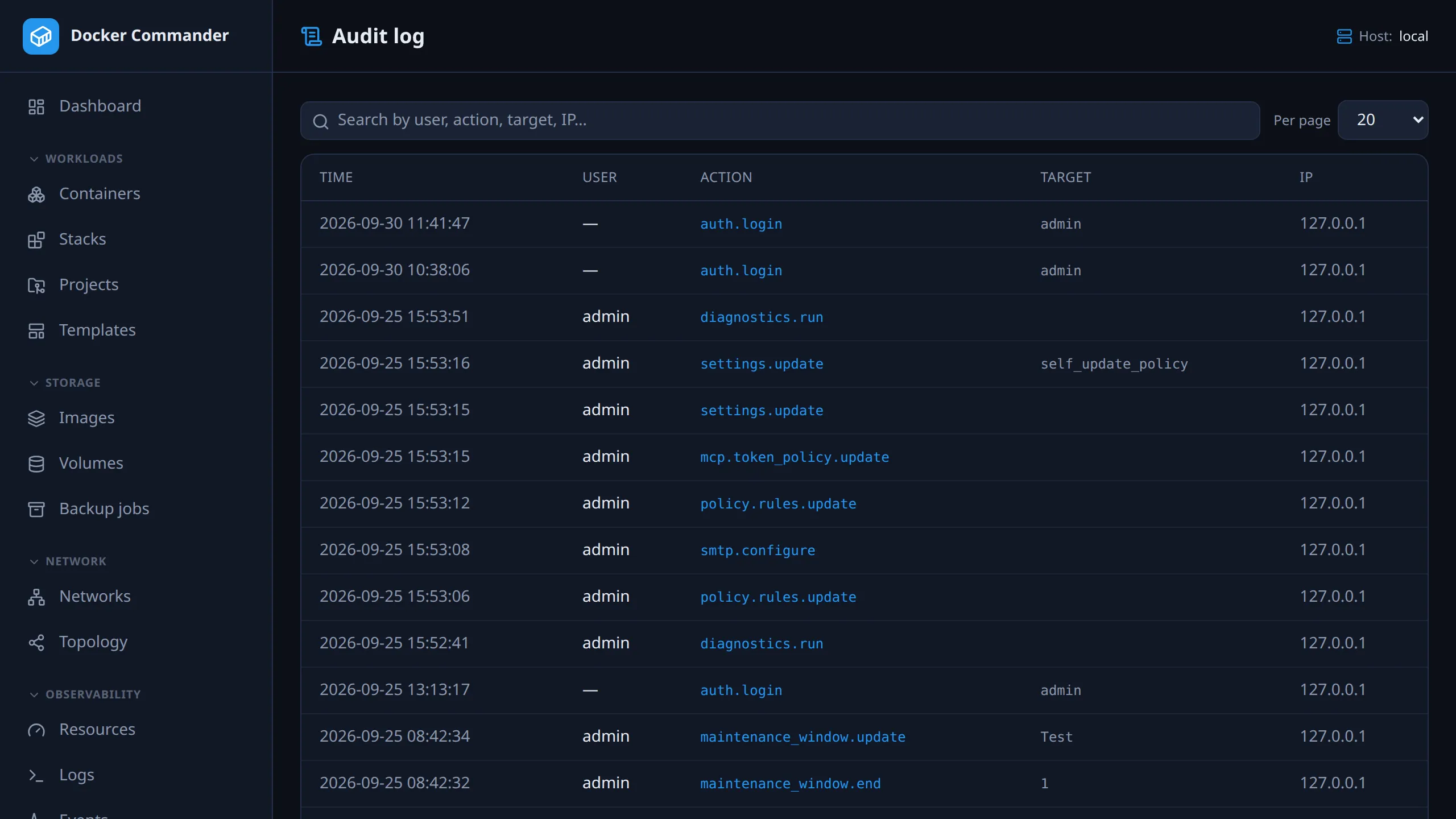 Audit log
