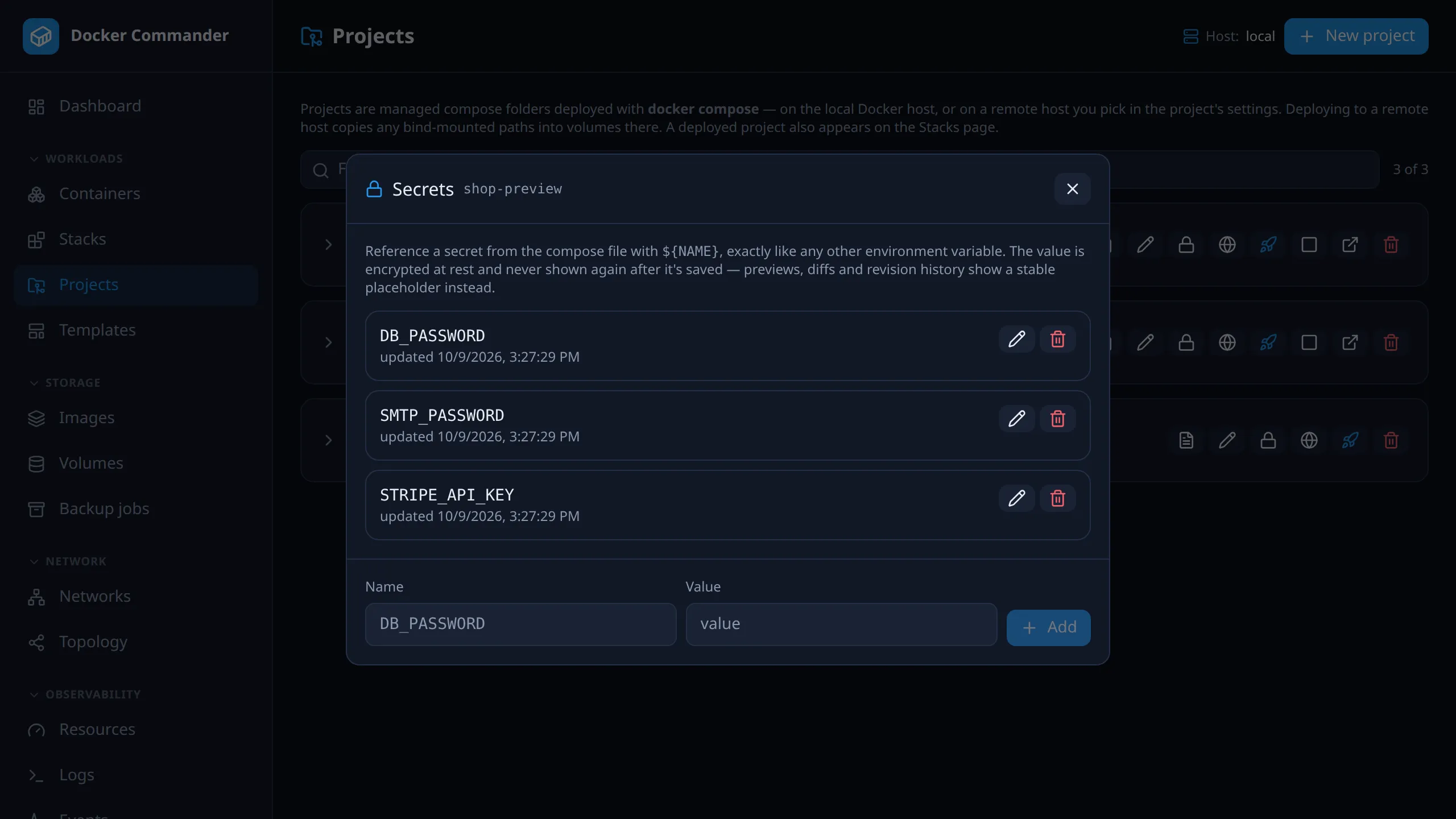 Project secrets